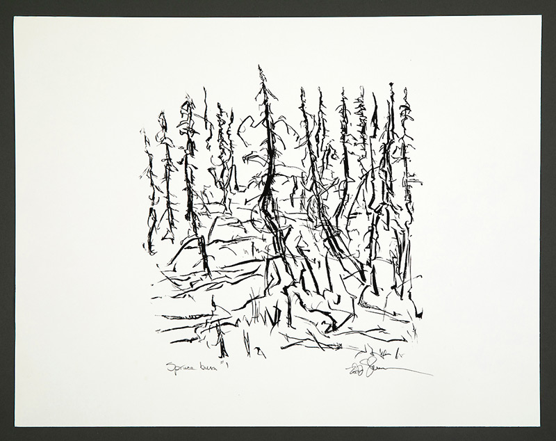 screenprint of boreal forest