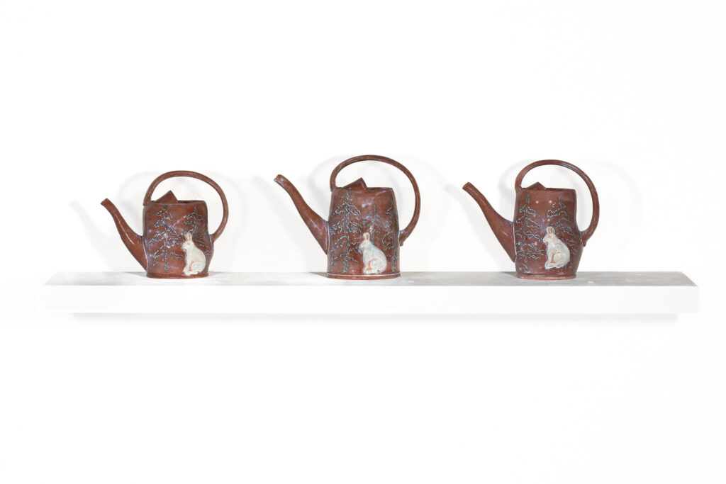 ceramic watering cans with hares 