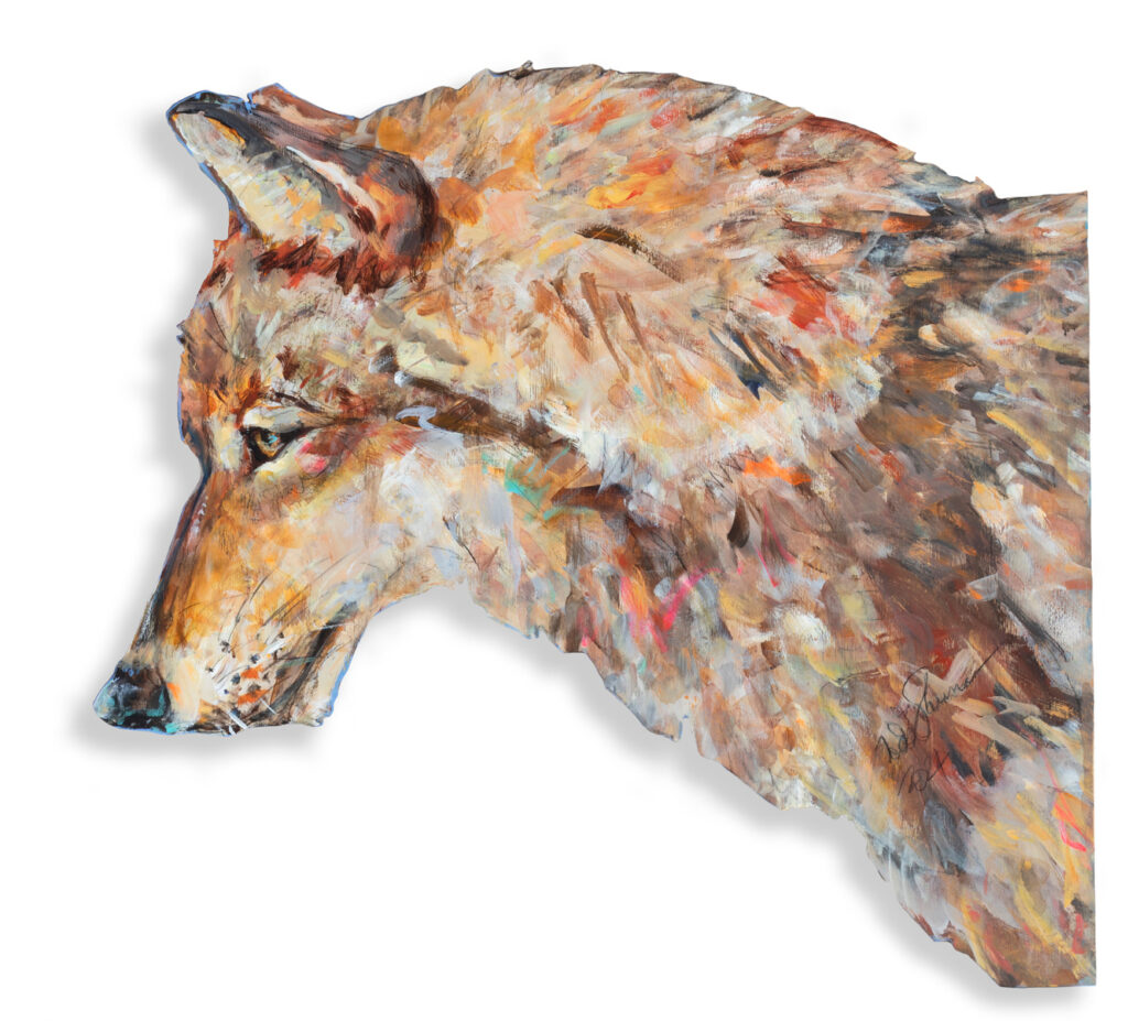 cut out painting of a wolf